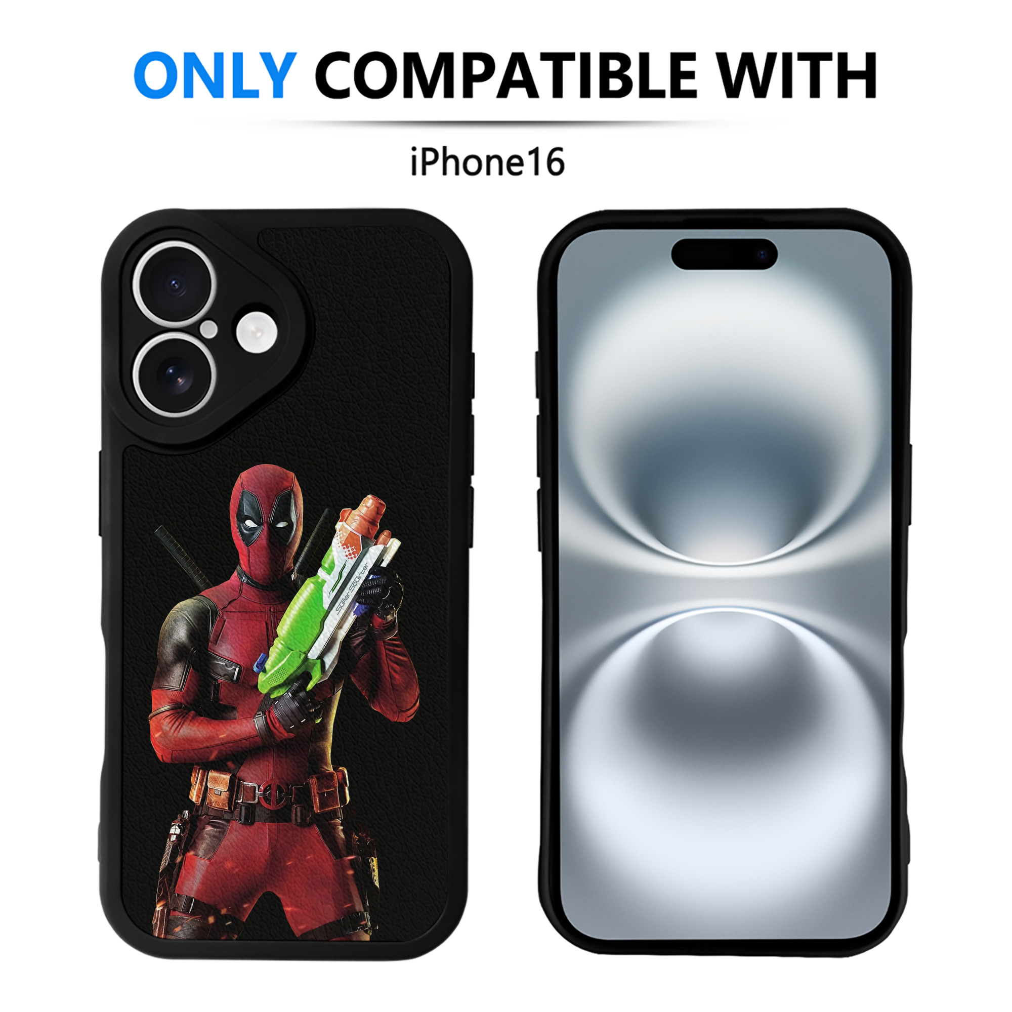 （画像用） Deadpool デッドプール 【iPhone 16シリーズ対応】シリコンスマホケース（レザー調） 材質：シリコン
